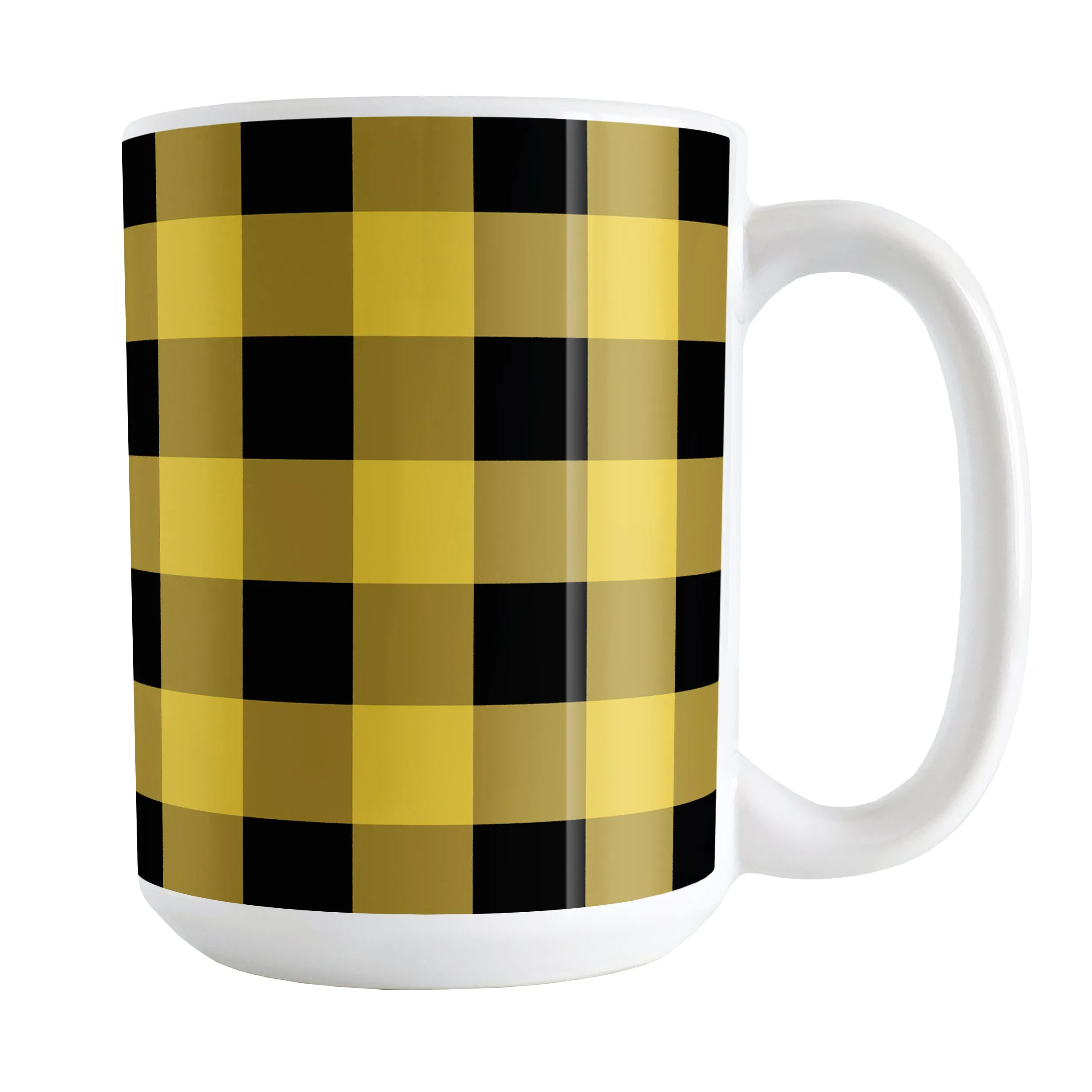 Yellow and Black Buffalo Plaid Mug