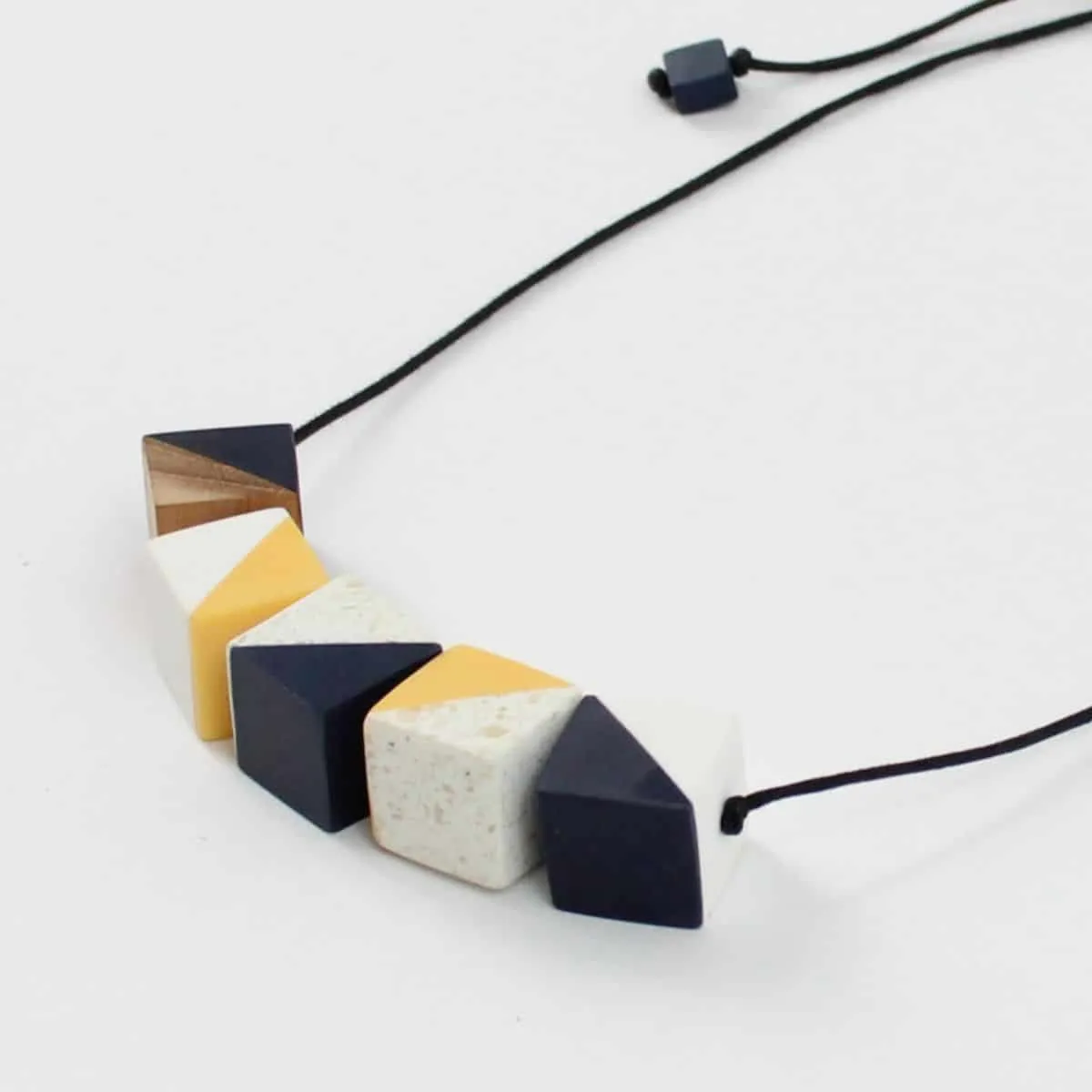 Yellow and Blue Cube Mabel Necklace