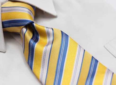 Yellow and Blue Striped Necktie