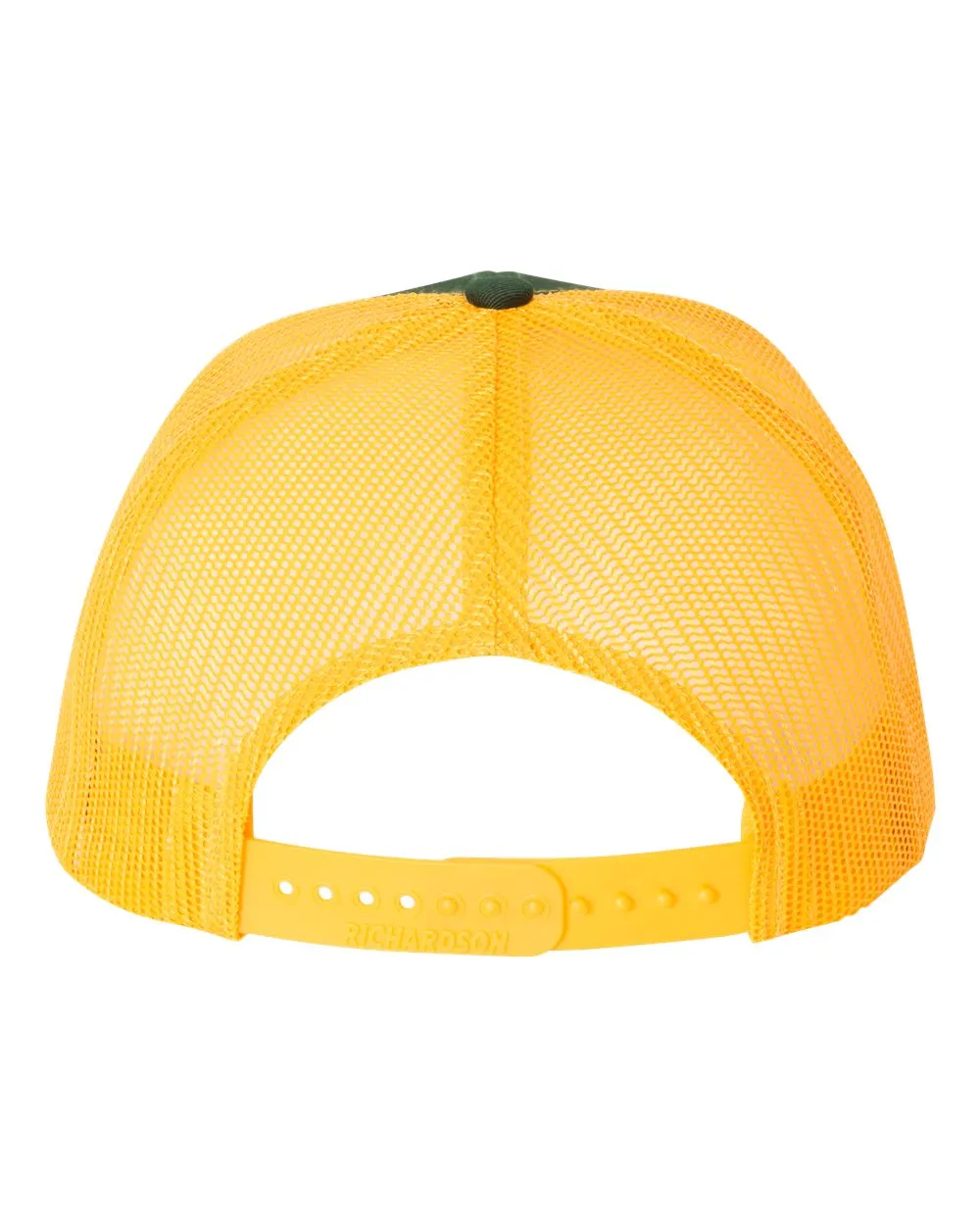 Yellow and Green Snapback Mid Profile Trucker - Green and Yellow Round Patch