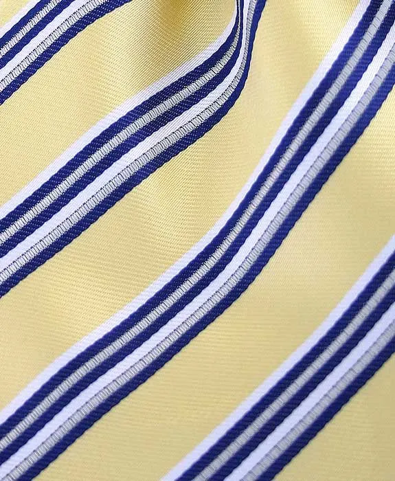 Yellow and Navy Blue Striped Extra Long Tie