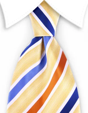 Yellow, Blue, Orange, White Striped 4" Wide Necktie