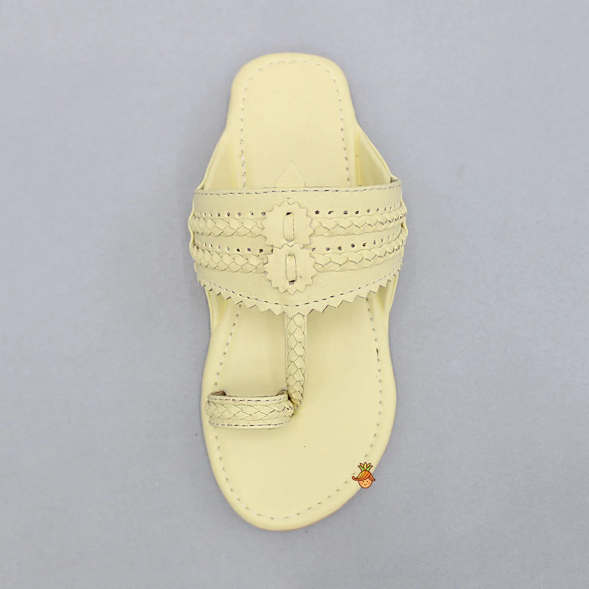 Yellow Braided Kolhapuri Flats