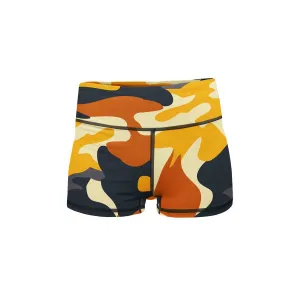 Yellow Camo Yoga Shorts