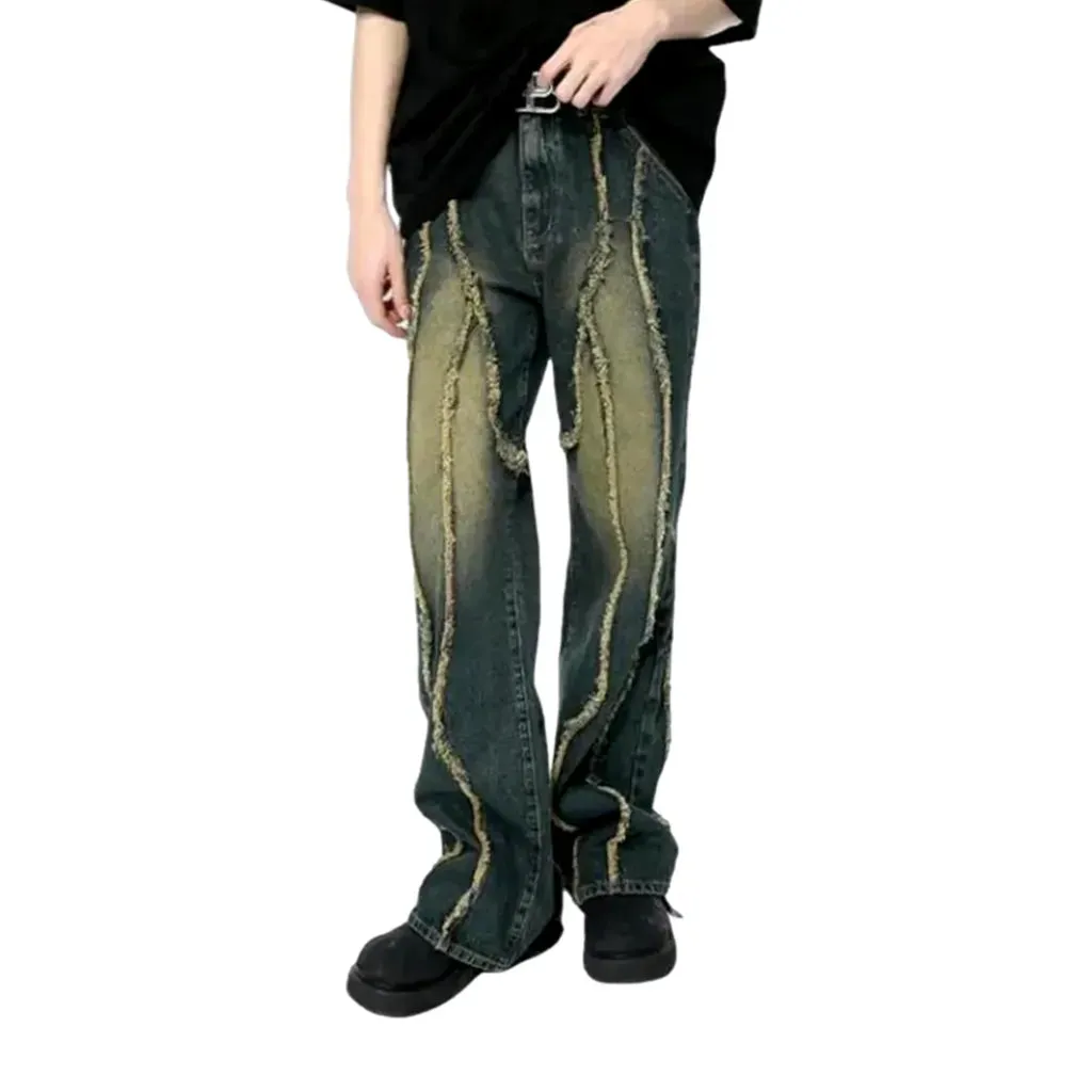 Yellow-cast men's baggy jeans