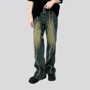 Yellow-cast men's baggy jeans