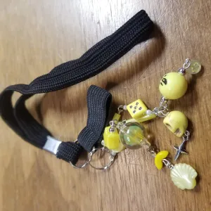 Yellow Charms (Lemons,Stars,Shells, etc) Beaded CANE CHARM by Skullduggery Studio