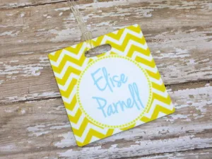 Yellow Chevron Luggage Tags Set of 2