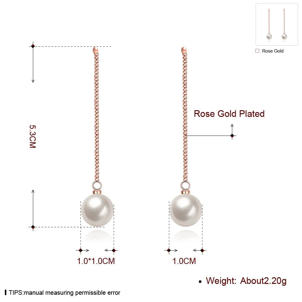 Yellow Chimes 18K Rose Gold Plated Pearl Dangler Earrings for Women & Girls