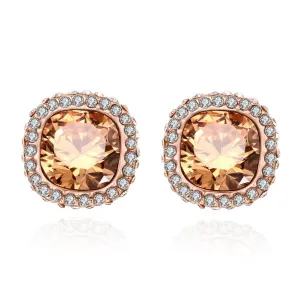 Yellow Chimes A5 Grade Golden Crystal 18K Rose Gold Plated Studs Earrings for Women & Girls