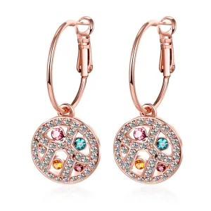 Yellow Chimes A5 Grade Multicolor Crystals 18K Rose Gold Plated Hoop Earrings for Women & Girls