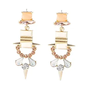 Yellow Chimes Antique Design Crystal Retro Style Gold Plated Dangle Earrings for Women and Girls