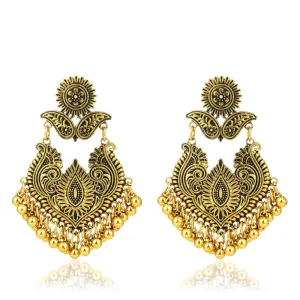 Yellow Chimes Artistic Crafted Stylish Oxidised Chandbali Earrings For Women & Girls