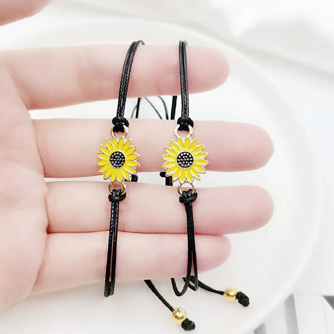 Yellow Chimes Bracelets for Women Set of 2 Pcs Floral Bracelet Yellow Charm Bracelet For Loved Once/Couples/Friends For Unisex Adults Boys And Girls