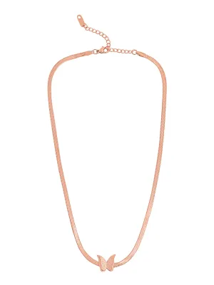 Yellow Chimes Chain Necklace for Women | Fashion Rose Gold Plated Neck Chain Pendant | Butterfly Shaped Pendant Necklace for Women | Western Necklace for Girls Birthday Anniversary Gift for Women Wife