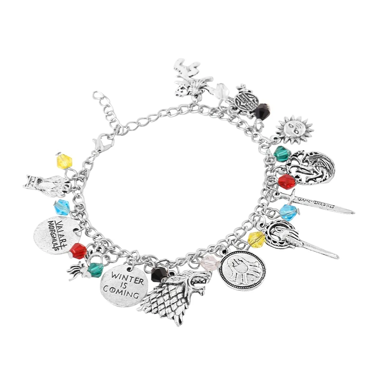 Yellow Chimes Charm Bracelet for Women Silver Bracelet Game of Thrones Merchandise Charms Bracelet for Girls and Women