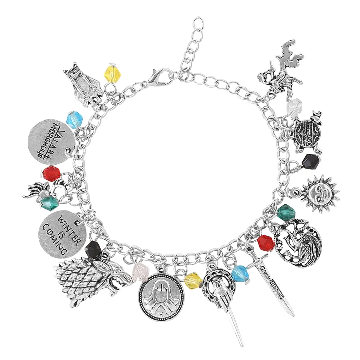 Yellow Chimes Charm Bracelet for Women Silver Bracelet Game of Thrones Merchandise Charms Bracelet for Girls and Women