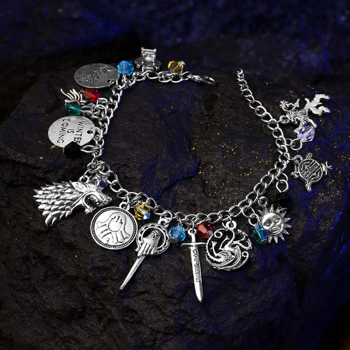 Yellow Chimes Charm Bracelet for Women Silver Bracelet Game of Thrones Merchandise Charms Bracelet for Girls and Women