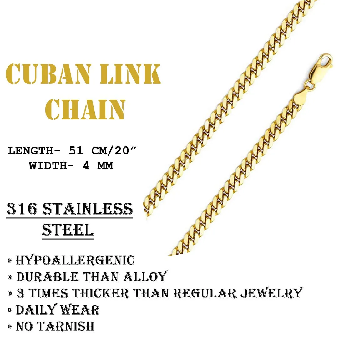 Yellow Chimes Classic 316L Stainless Steel Unisex Gold Chain for Women and Men