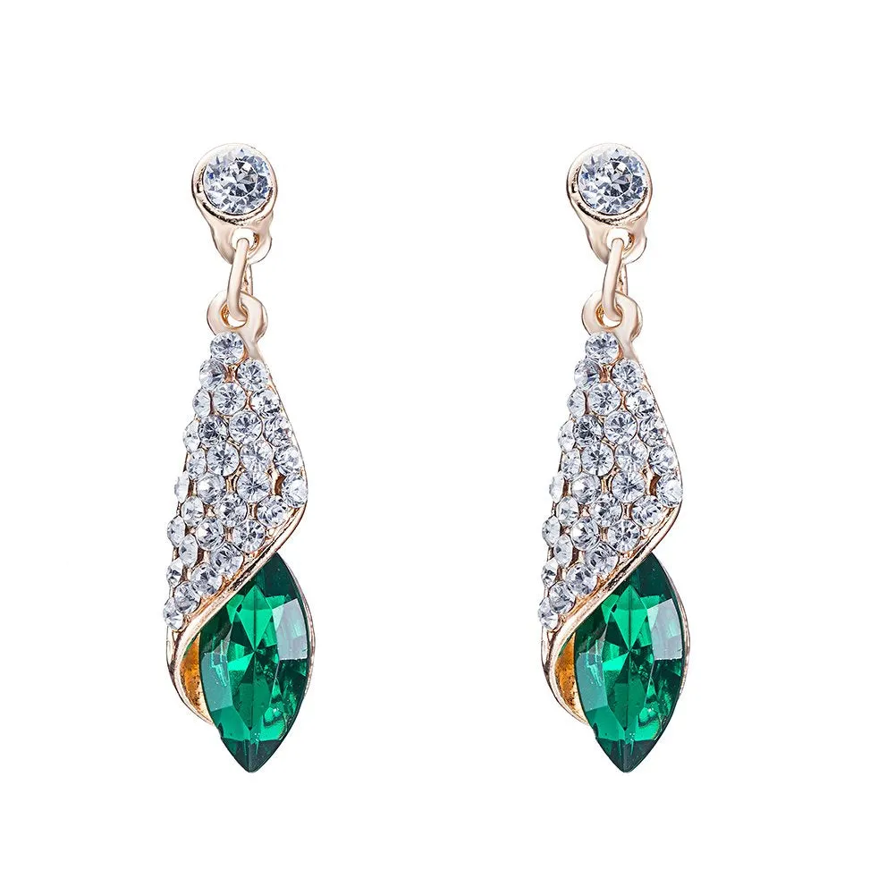 Yellow Chimes Classic Crystal Green Drop Earrings for Women & Girls (Green)