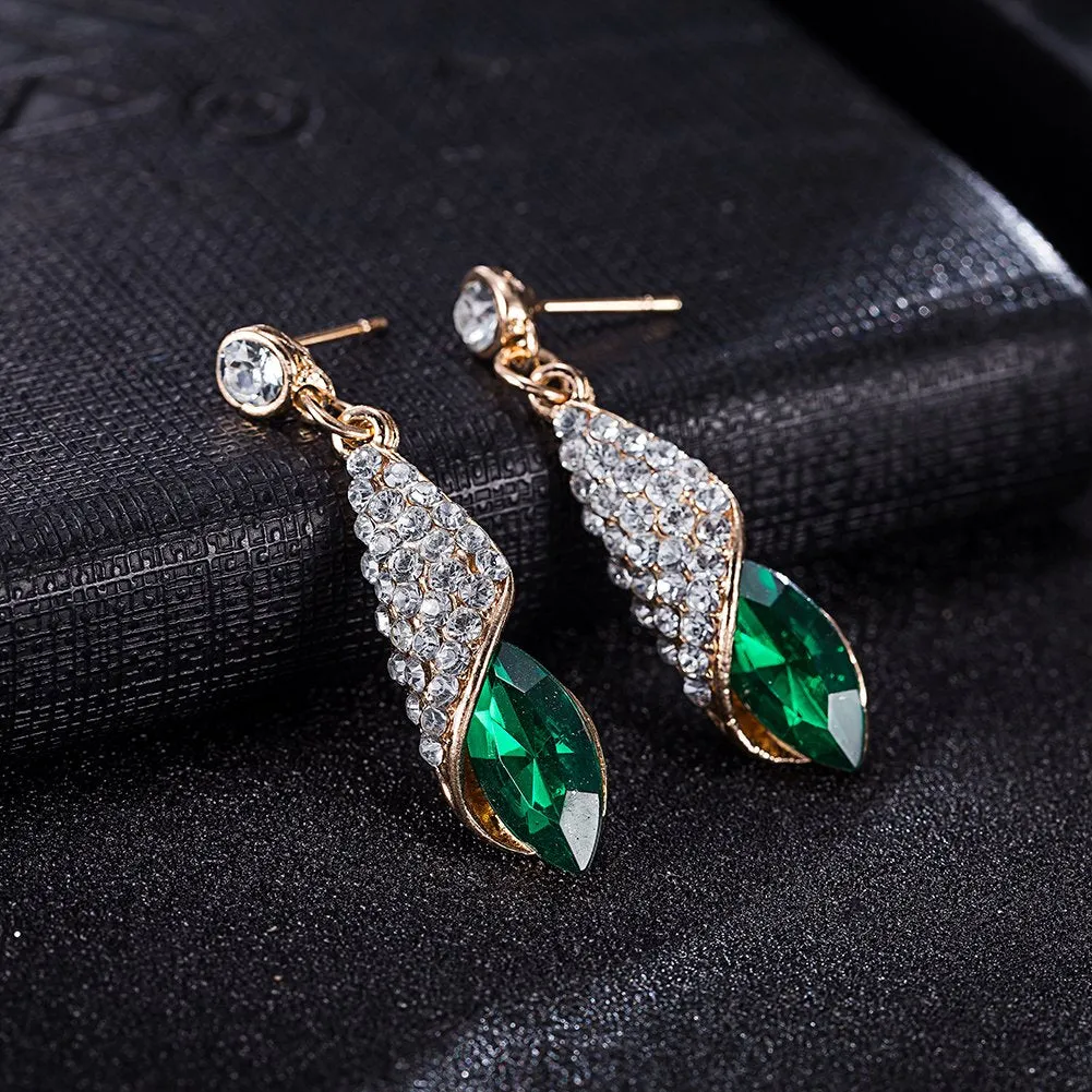 Yellow Chimes Classic Crystal Green Drop Earrings for Women & Girls (Green)