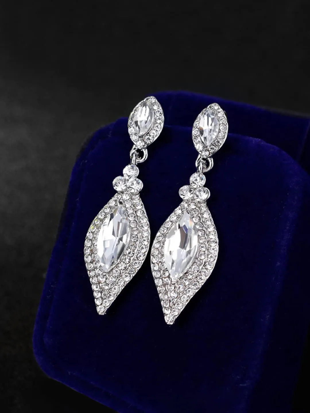 Yellow Chimes Crystal Earrings for Women Silver-Plated White Crystal Drop Earrings For Women and Girls