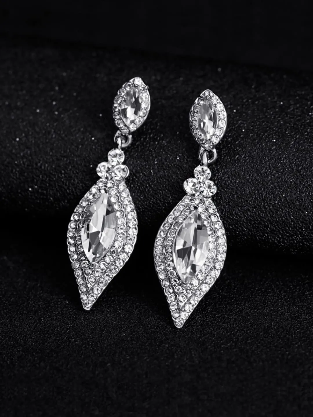 Yellow Chimes Crystal Earrings for Women Silver-Plated White Crystal Drop Earrings For Women and Girls