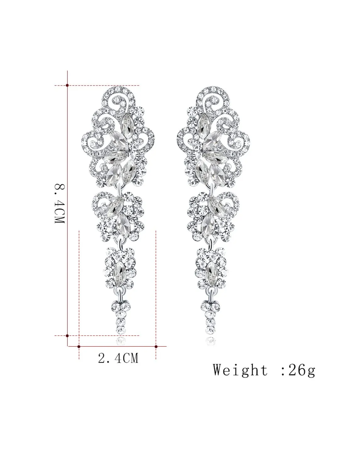 Yellow Chimes Crystal Earrings for Women Silver-Plated White Crystal Long Danglers Earrings For Women and Girls