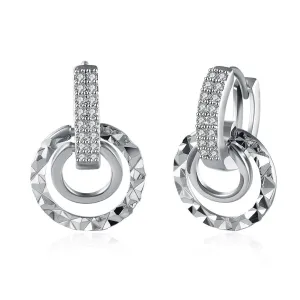 Yellow Chimes Designer Class Collection Silver Plated and Cubic Zirconia Hoop Earrings for Women (Silver)(YCFJER-147HOOP-SL)