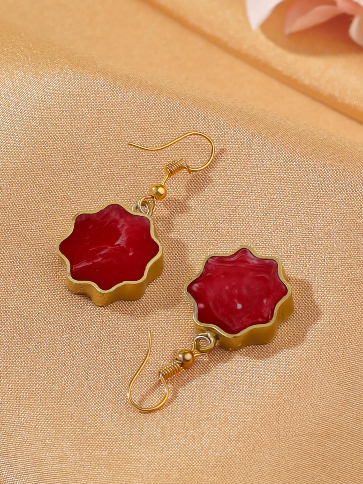 Yellow Chimes Drop Earrings For Women | Fashion Golden Women Earrings | Gold Plated Red Stone Drop Earrings For Girls | Birthday Gift for Girls Anniversary Gift for Women