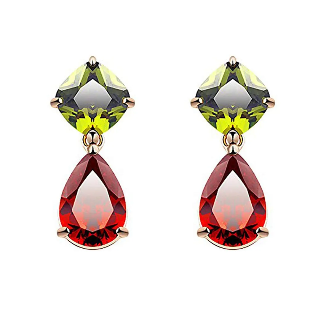 Yellow Chimes Drop Earrings for Women Multicolor Swiss Cubic Zirconia 18K Gold Plated Drop Earring for Women