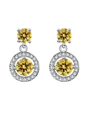 Yellow Chimes Drop Earrings for Women with Yellow Crystal Silver-toned Glamour Spark Drop Earrings For Women & Girls