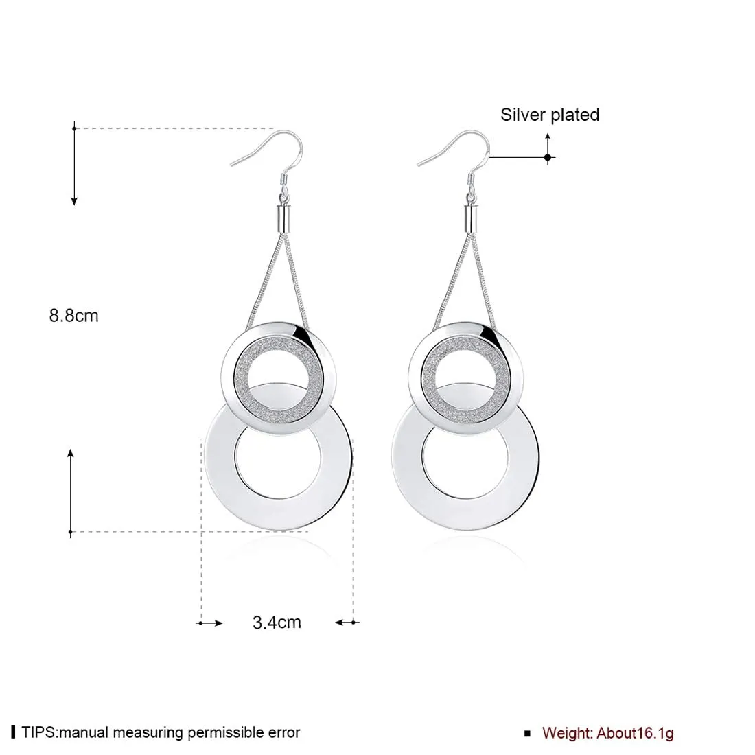 Yellow Chimes Dual Testured Circles Alloy Chandelier Earring for Women & Girls