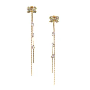 Yellow Chimes Earrings For Women Gold Tone Bow Shaped Long Drop Dangle Earrings For Women and Girls