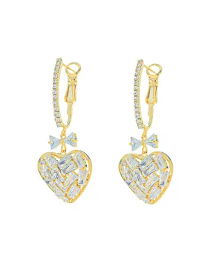 Yellow Chimes Earrings for Women with Crystal Studded Gold-toned Glamour Spark Heart Drop Earrings For Women & Girls