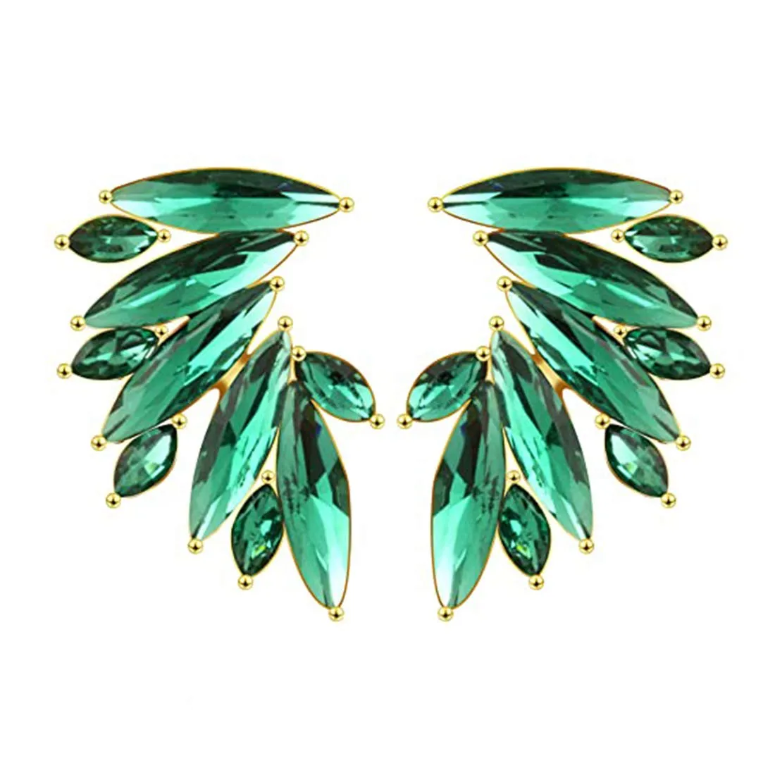 Yellow Chimes Elegant Gold Plated Crystal Clip-On Stud Earrings for Women and Girls (Green)