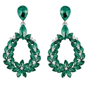 Yellow Chimes Elegant Green Sparkling Crystal Drop Earrings for Women and Girls