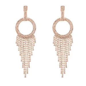 Yellow Chimes Elegant Latest Fashion Gold Plated Crystal Dangler Earrings for Women and Girls, Medium (YCFJER-604CRLDNG-GL)