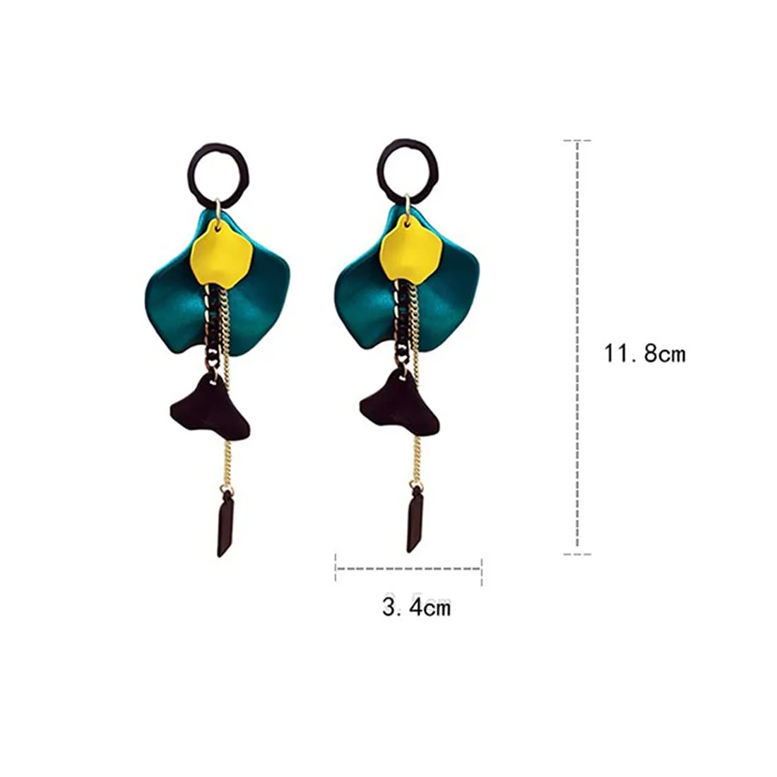 Yellow Chimes Elegant Latest Fashion Gold Plated Green Colour Single Flower Petal Design Multicolor Dangler Earrings for Women and Girls, Medium (YCFJER-SNGPTL-GR)