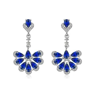 Yellow Chimes Elegant Latest Fashion Silver Plated Blue Crystal designer Drop Earrings for Women and Girls (Blue)