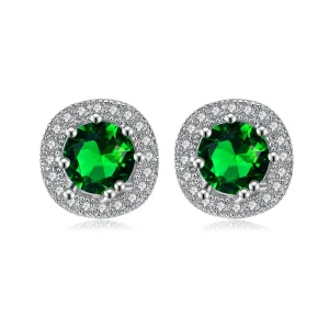 Yellow Chimes Elegant Latest Fashion Silver Plated Green Crystal designer Stud Earrings for Women and Girls (Green)