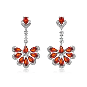 Yellow Chimes Elegant Latest Fashion Silver Plated Red Crystal designer Drop Earrings for Women and Girls (Red)