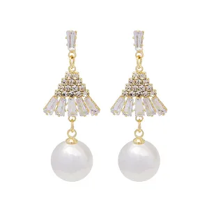 Yellow Chimes Elegant Latest Fashion Silver Plated White Floral Crystal designer Alloy Base Metal Drop Earrings (Design 8)