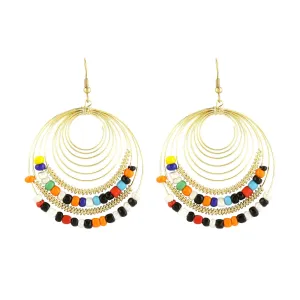 Yellow Chimes Elegant Multicolor Beads Gold Plated Drop Earrings For Women and Girls