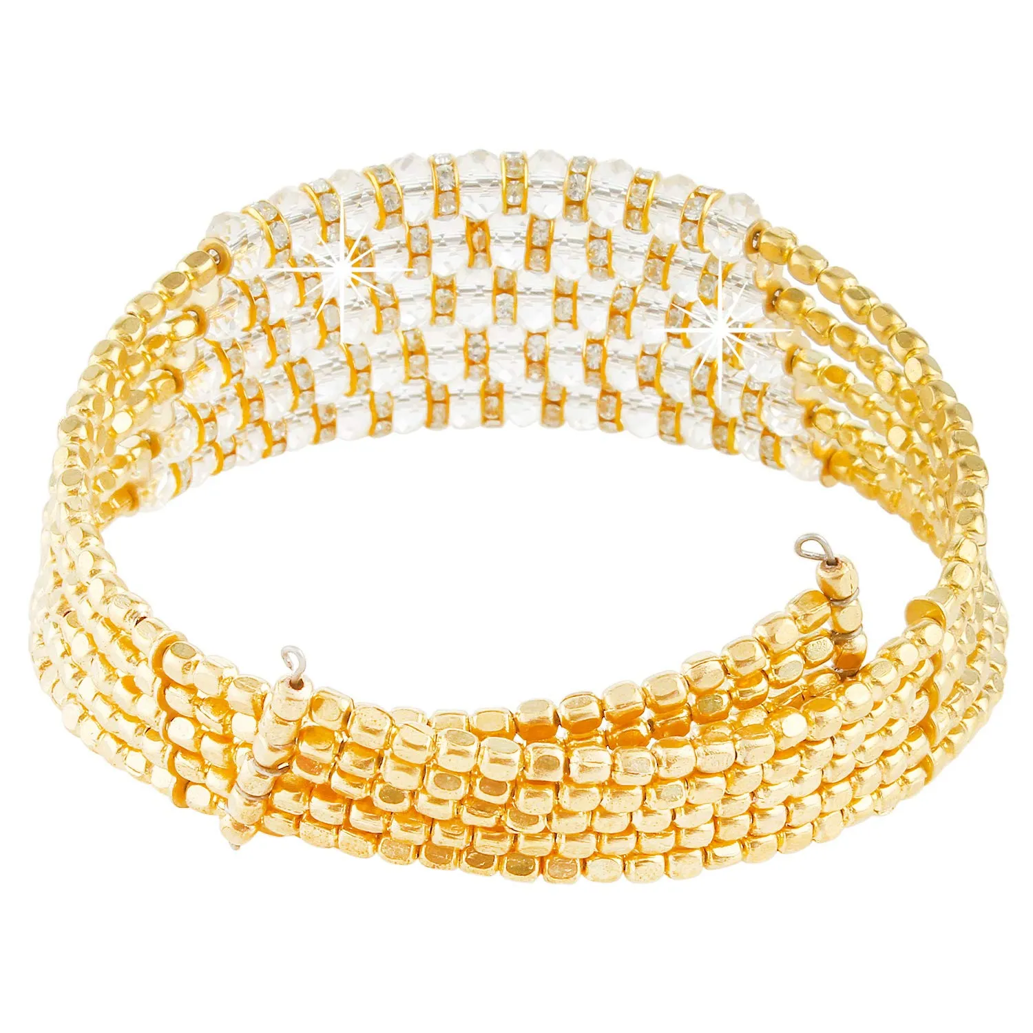 Yellow Chimes Exclusive Sparkling Crystals Beads Stylish Gold Plated Designer Choker Necklace for Women and Girls