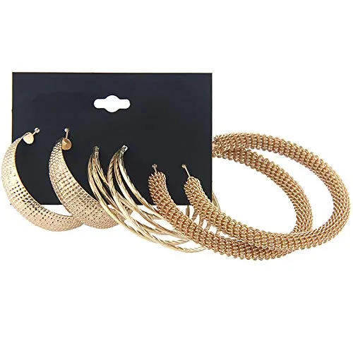 Yellow Chimes Fashion Latest Combo Of 3 Pairs Gold Plated Stylish Party Wear Twisted Hoop Earrings For Women And Girl