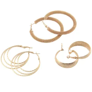 Yellow Chimes Fashion Latest Combo Of 3 Pairs Gold Plated Stylish Party Wear Twisted Hoop Earrings For Women And Girl