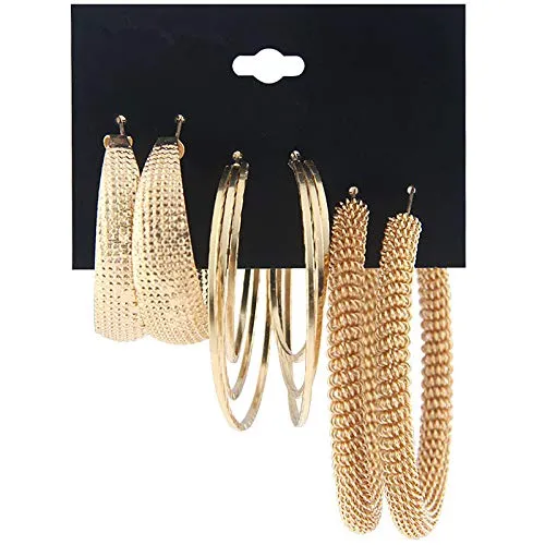 Yellow Chimes Fashion Latest Combo Of 3 Pairs Gold Plated Stylish Party Wear Twisted Hoop Earrings For Women And Girl