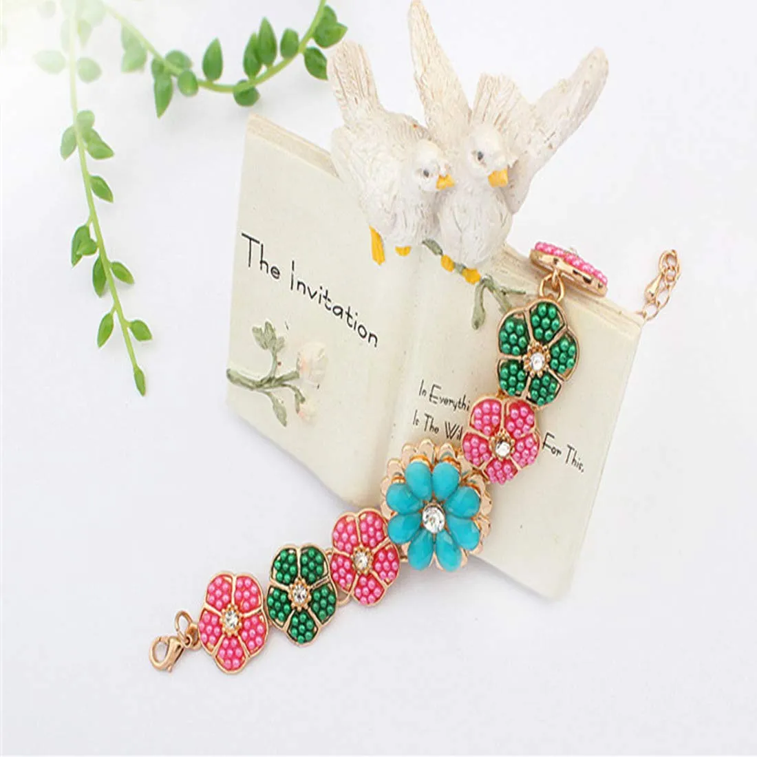 Yellow Chimes Floral Designer Multicolor Stones Bracelet for Women and Girls.