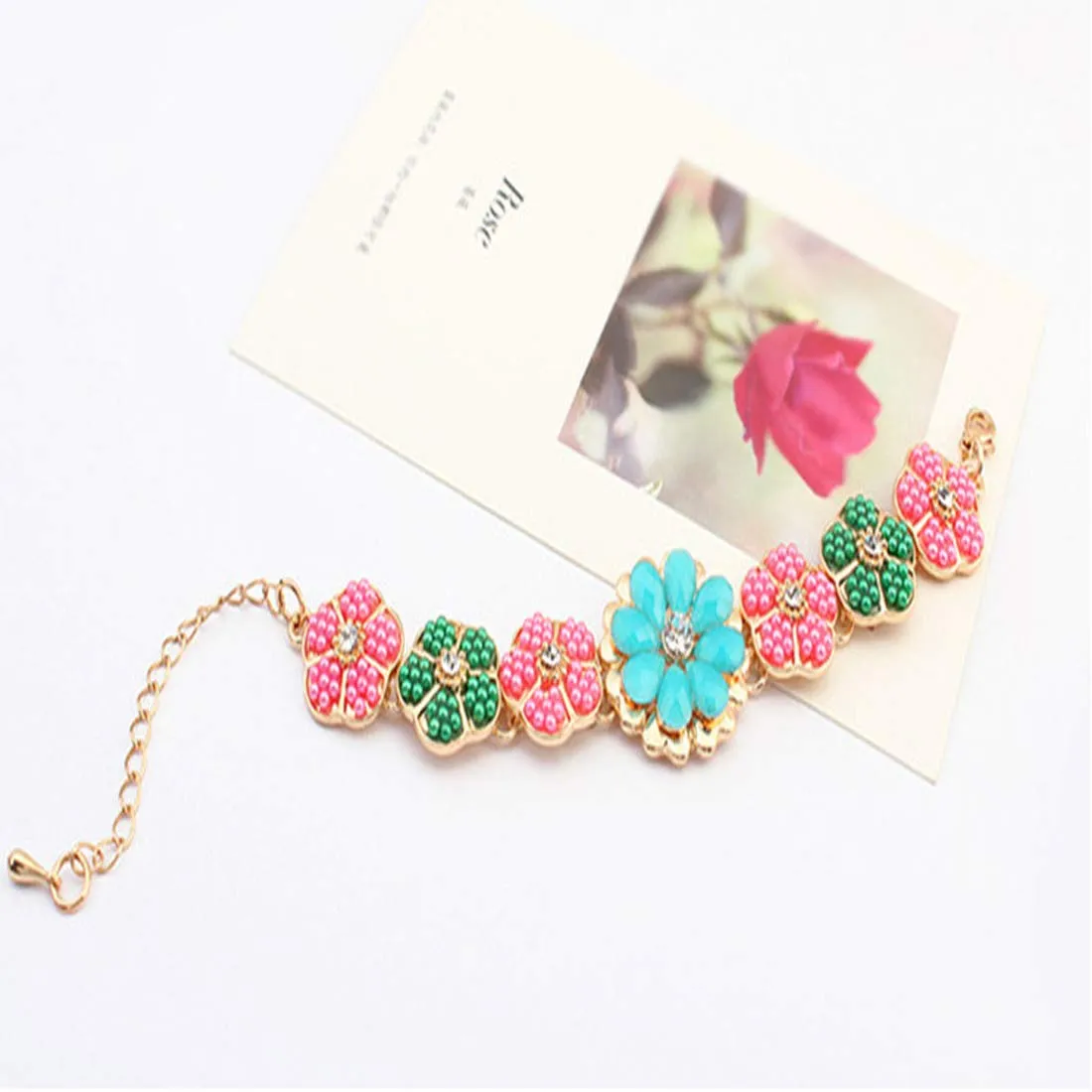 Yellow Chimes Floral Designer Multicolor Stones Bracelet for Women and Girls.